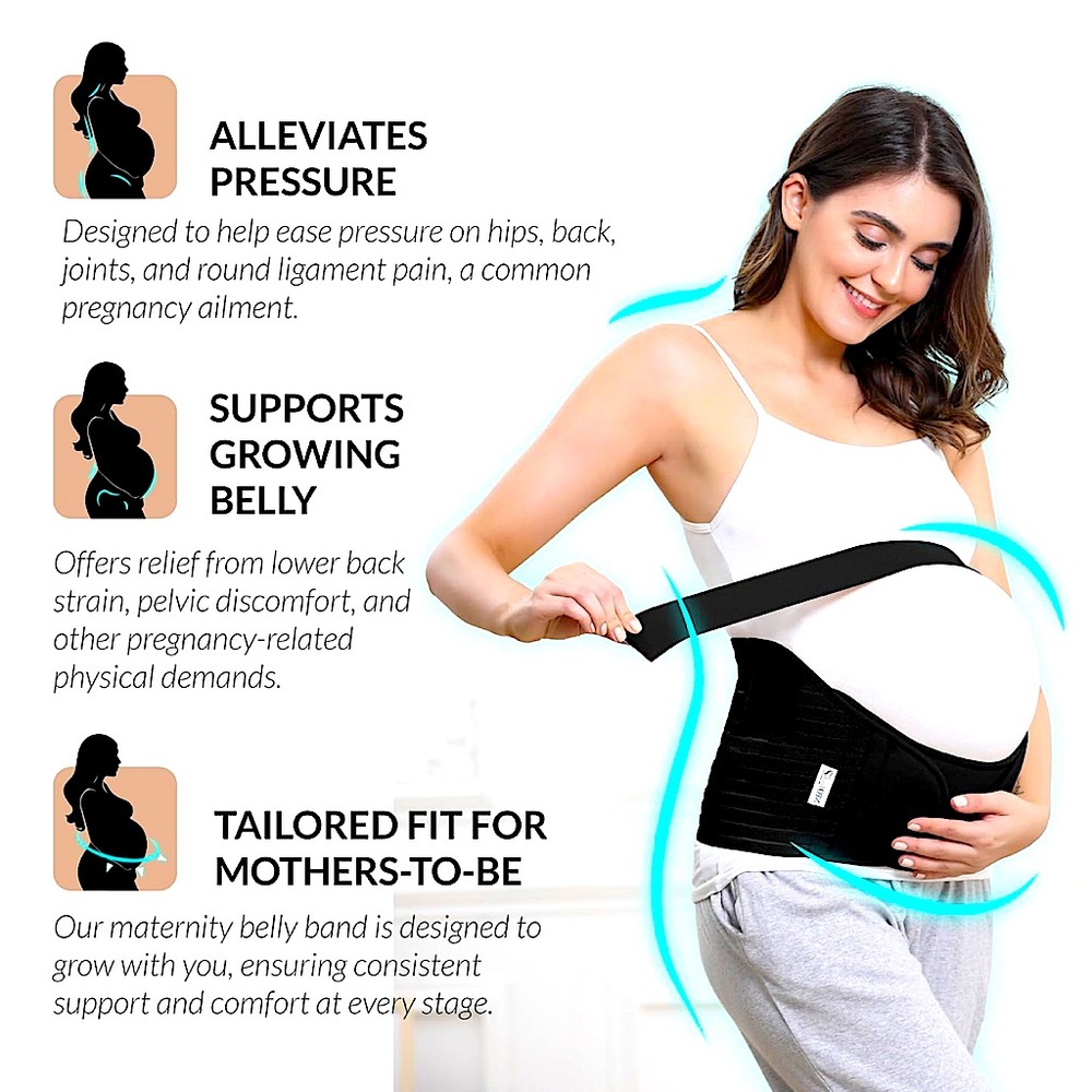 Black pregnancy belt, sz XXL maternity belly band, breathable back support, NWT